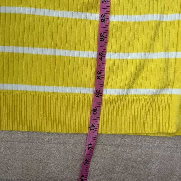 [M]Banana Republic Knit Stripe Sleeveless Dress Yellow White Side Slit - Picture 7 of 8